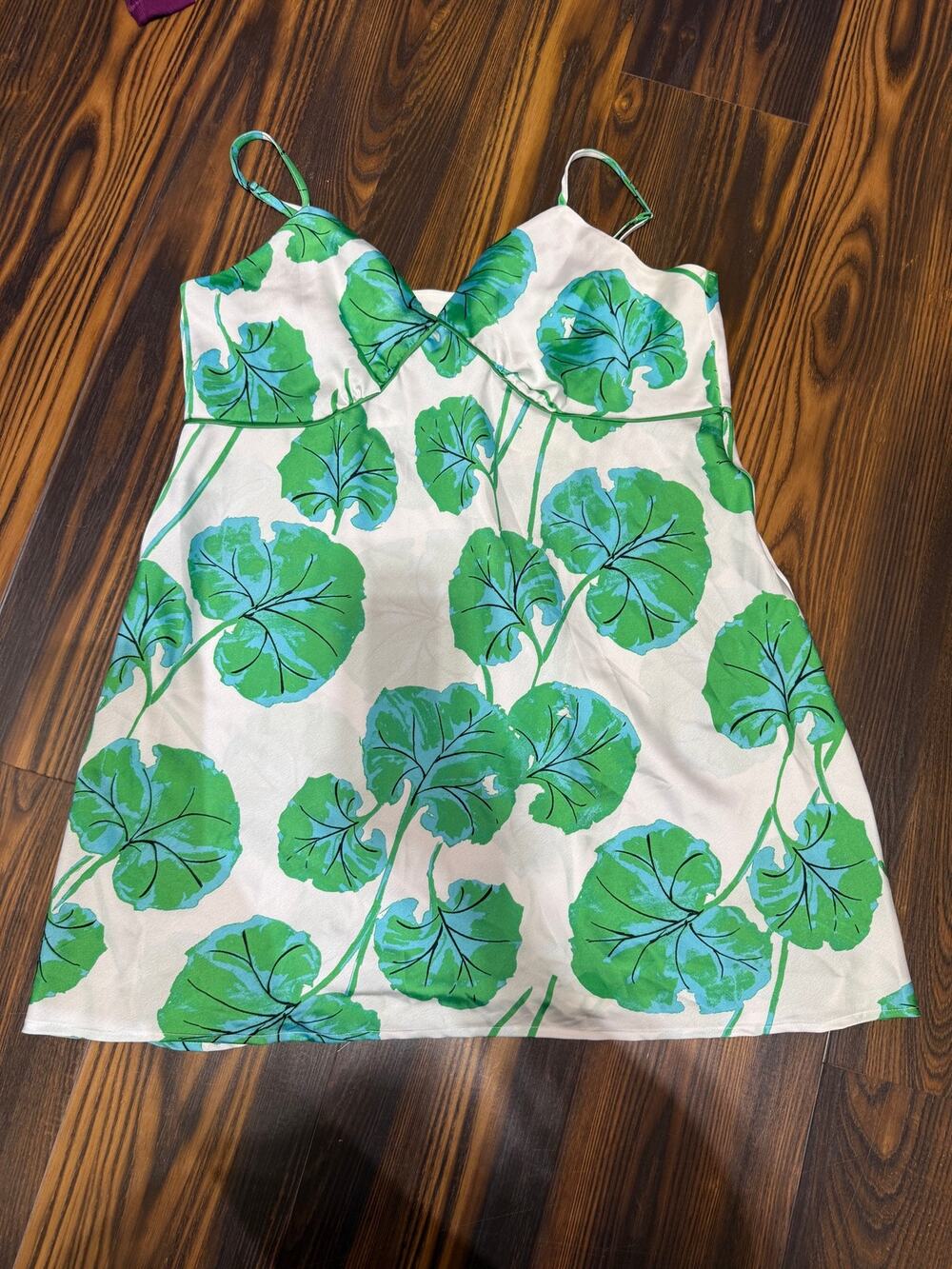 Diane Von Furstenberg X Target Green Leaf Slip Dress Size L